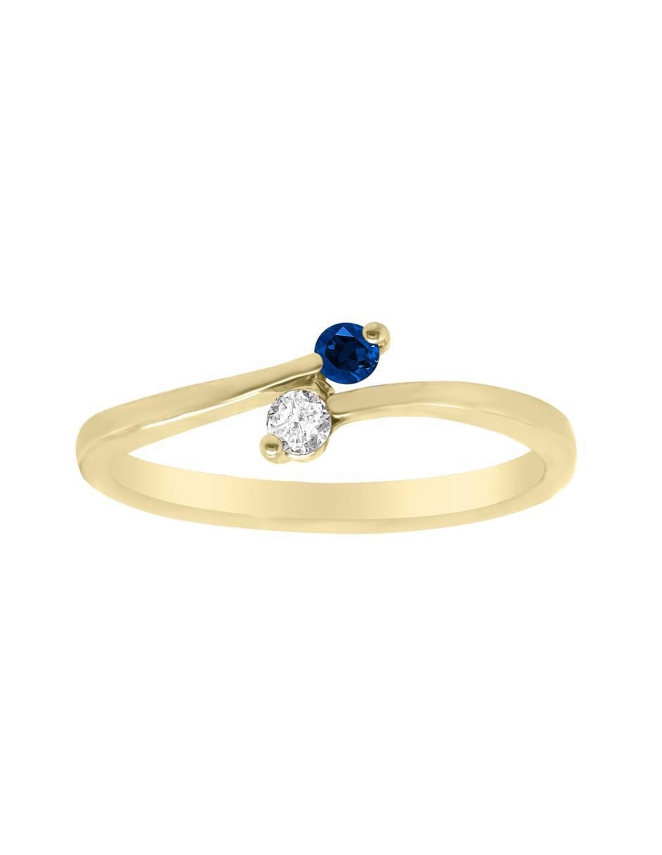Anillo redondo Vivian 14 k de oro zafiro y diamante pulido Anillo redondo Vivian 14 k de oro zafiro y diamante pulido