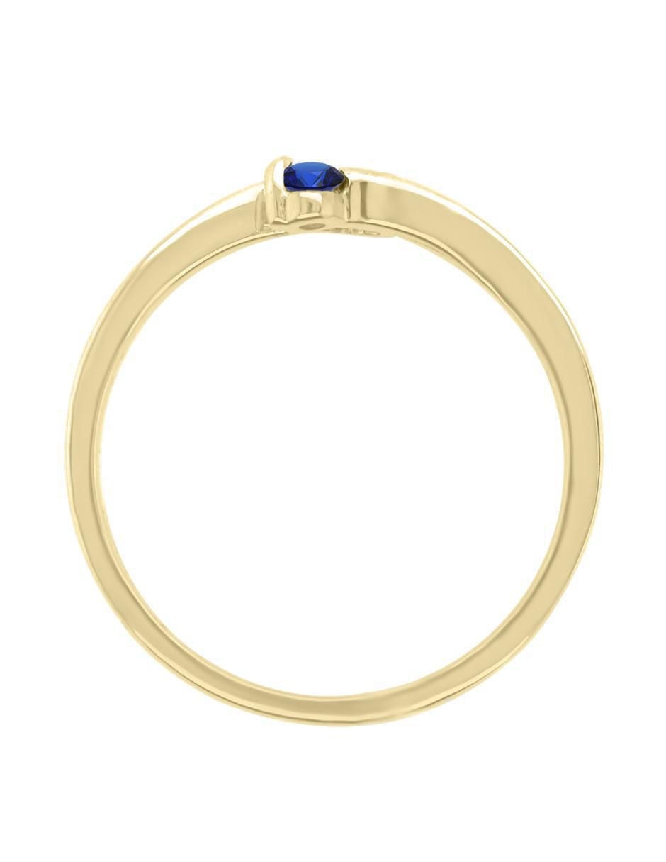 Anillo redondo Vivian 14 k de oro zafiro y diamante pulido 5