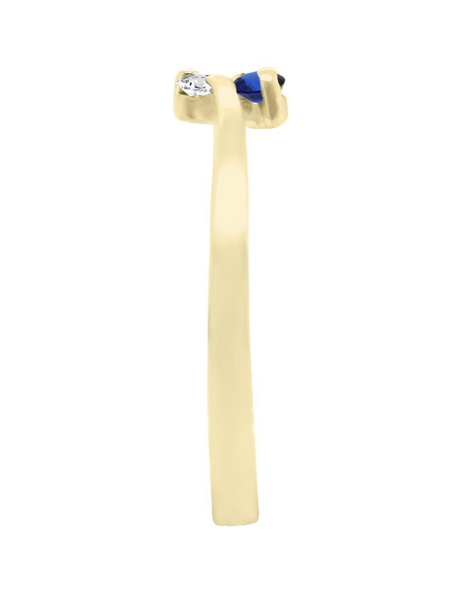 Anillo redondo Vivian 14 k de oro zafiro y diamante pulido 3