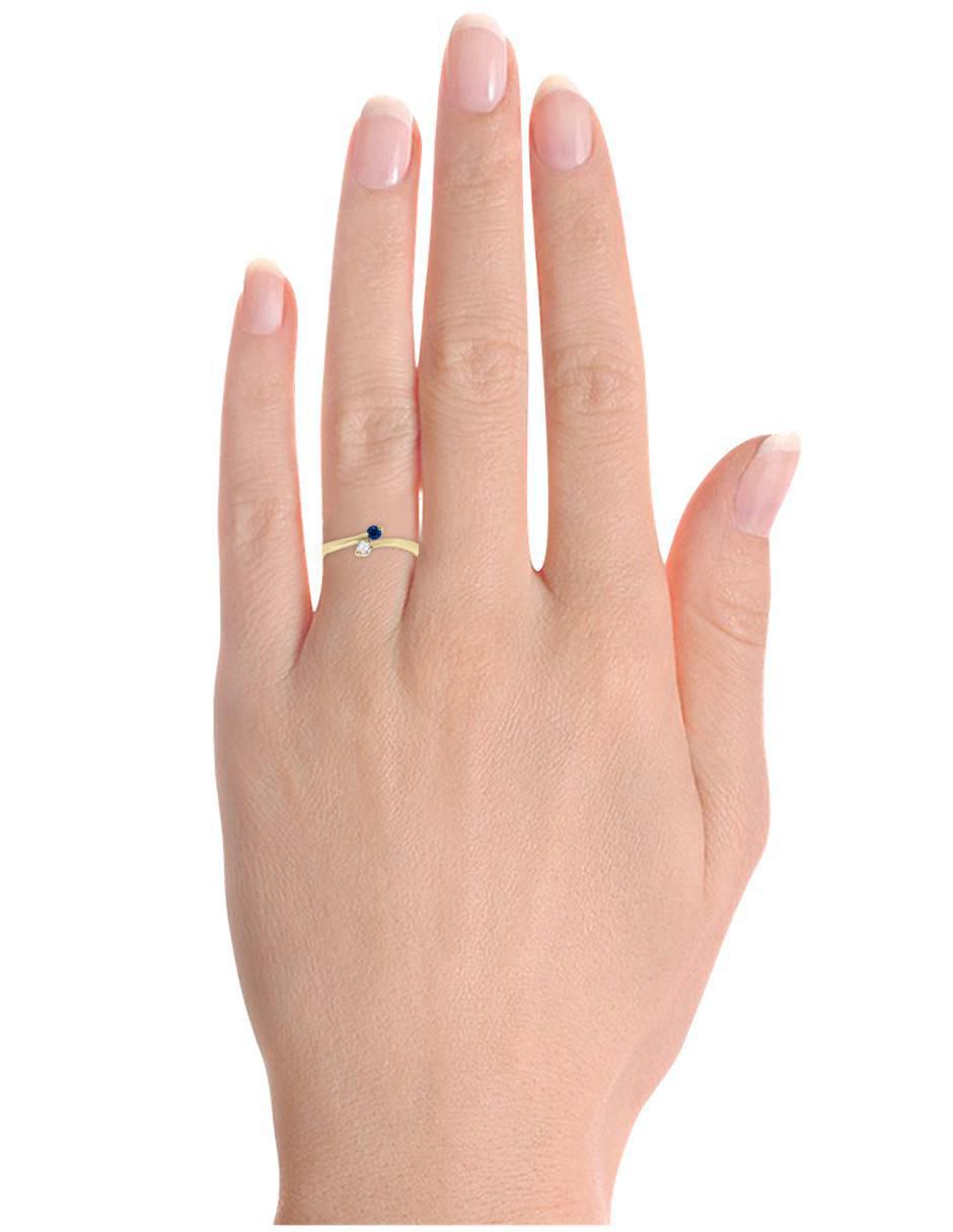 Anillo redondo Vivian 14 k de oro zafiro y diamante pulido 2