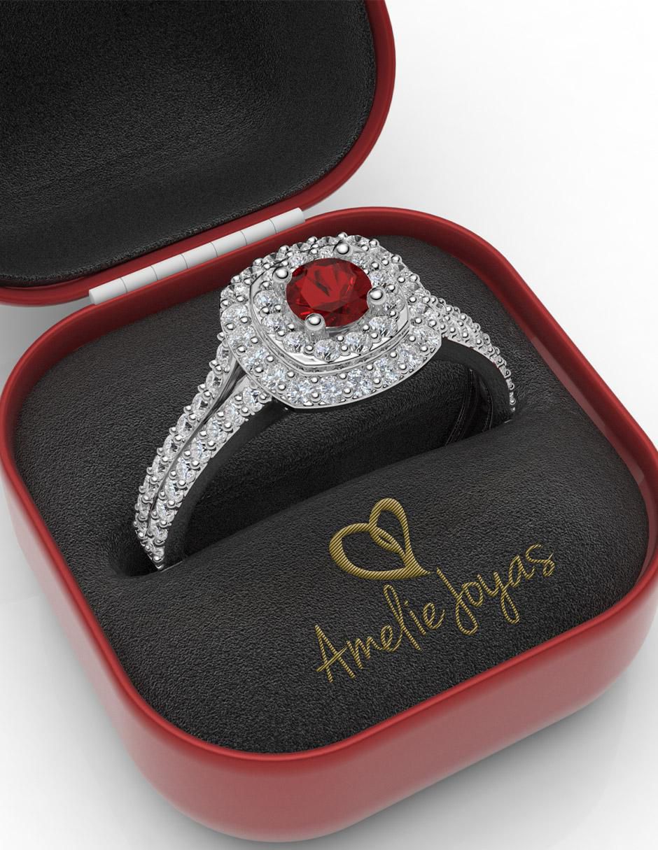 Anillo de compromiso 14 k rubí 2
