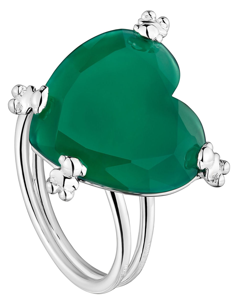 Anillo de corazón Tous Color Pills de plata calcedonia brillante
