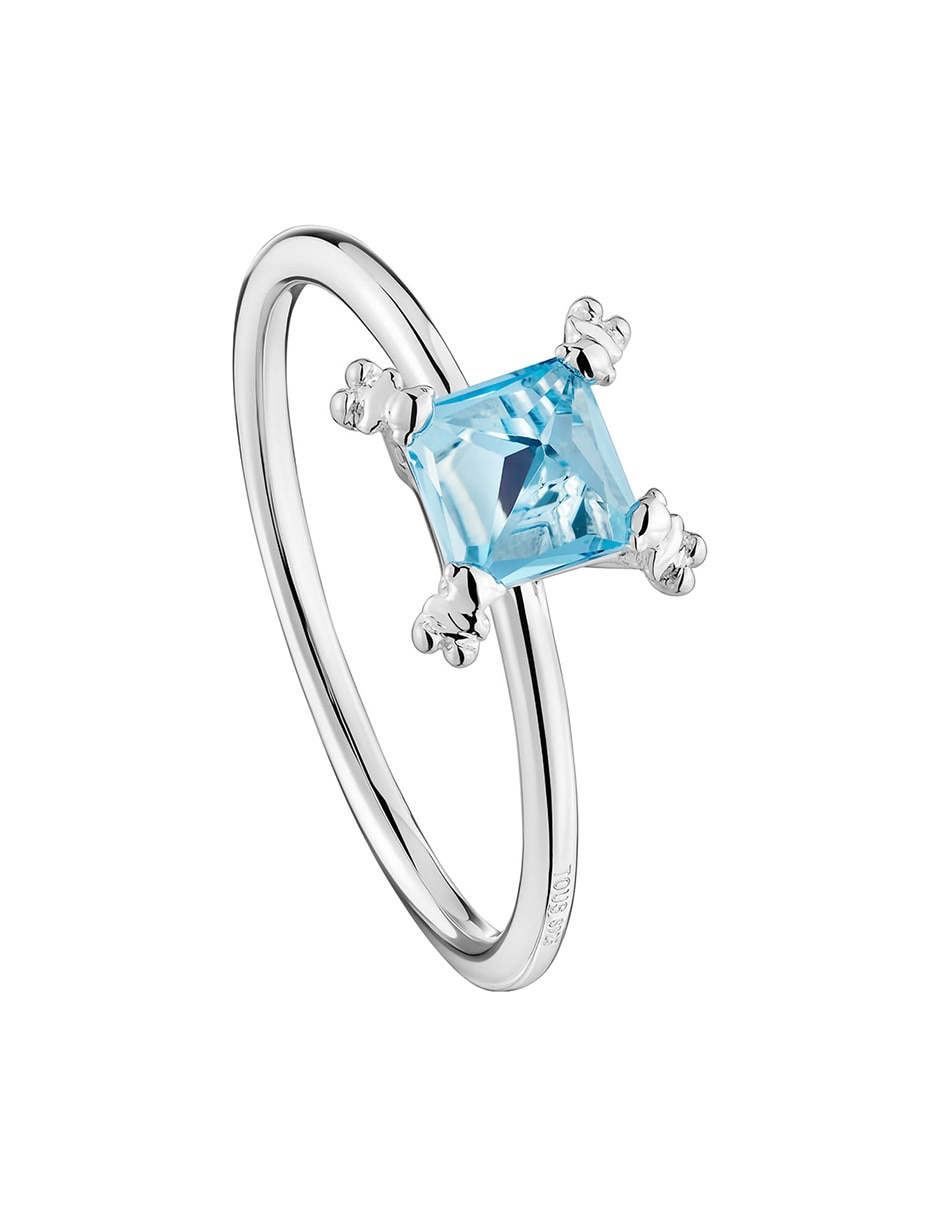 Anillo cuadrado Tous Color Pills de plata topacio brillante