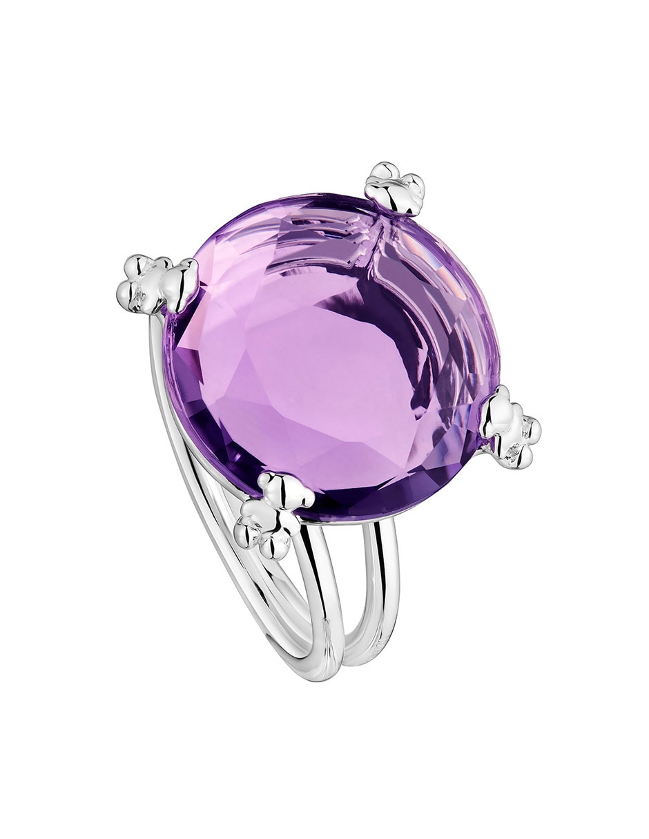 Anillo redondo Tous Color Pills de plata amatista brillante