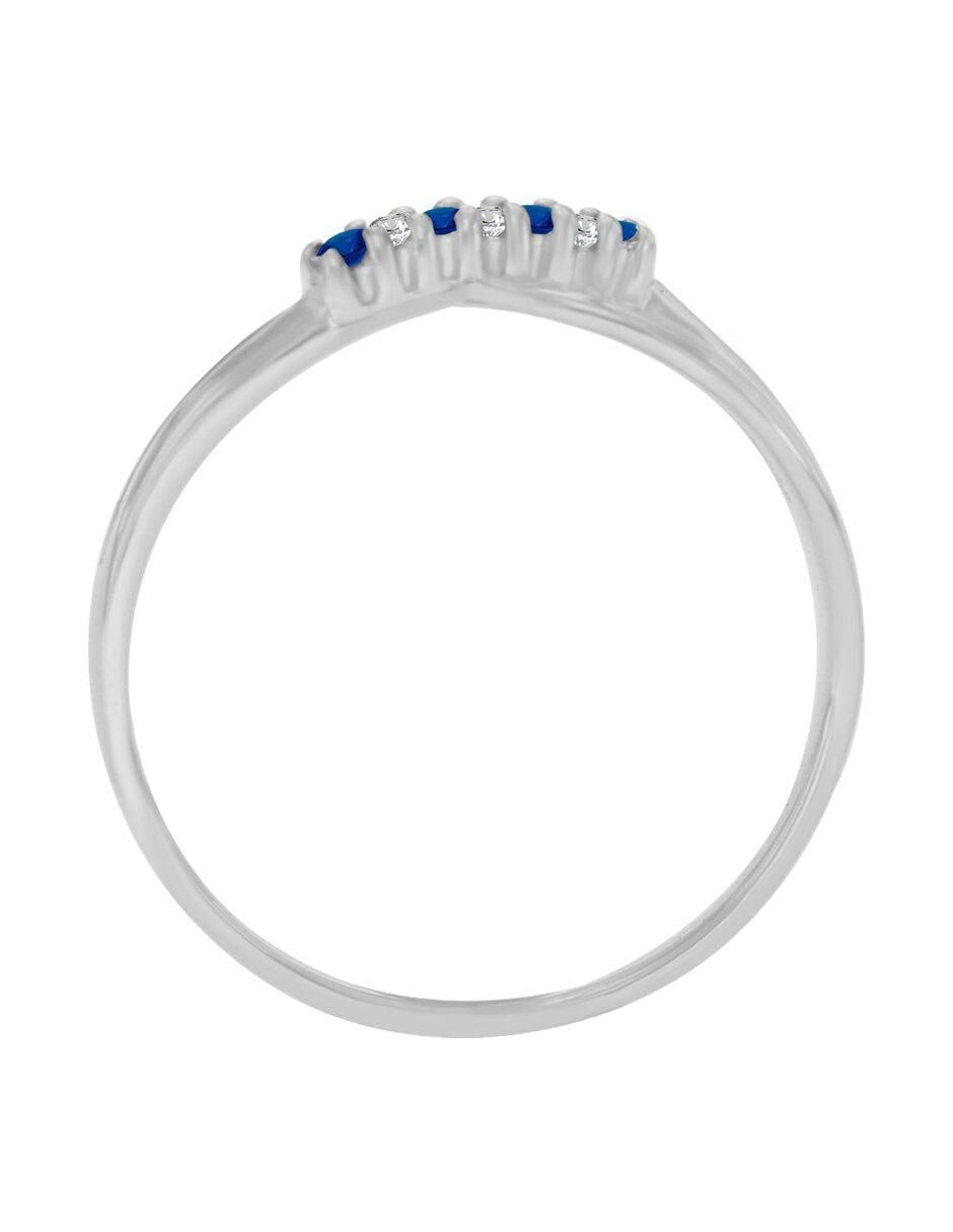 Anillo redondo Cata 14 k de oro zafiro y diamante pulido 3