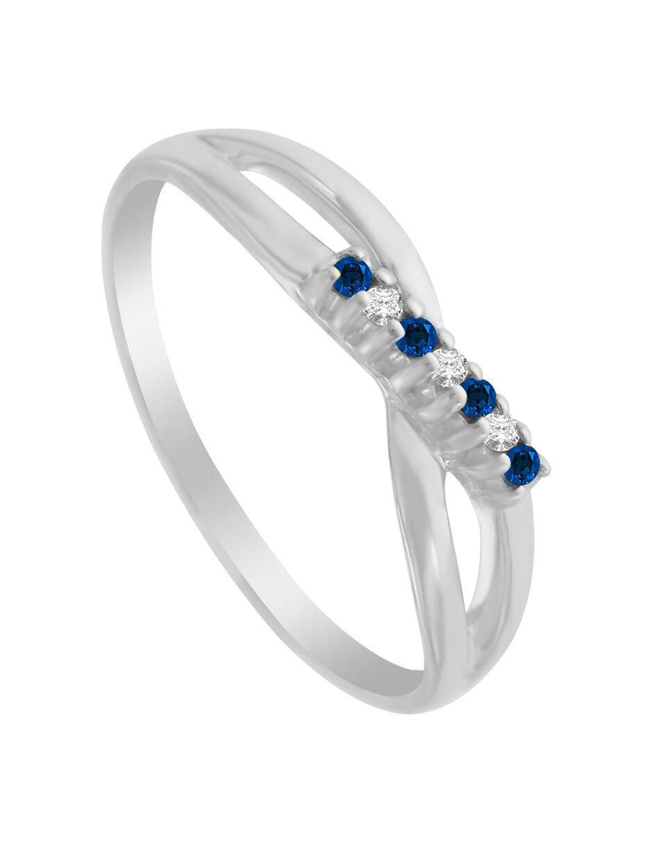 Anillo redondo Cata 14 k de oro zafiro y diamante pulido 4
