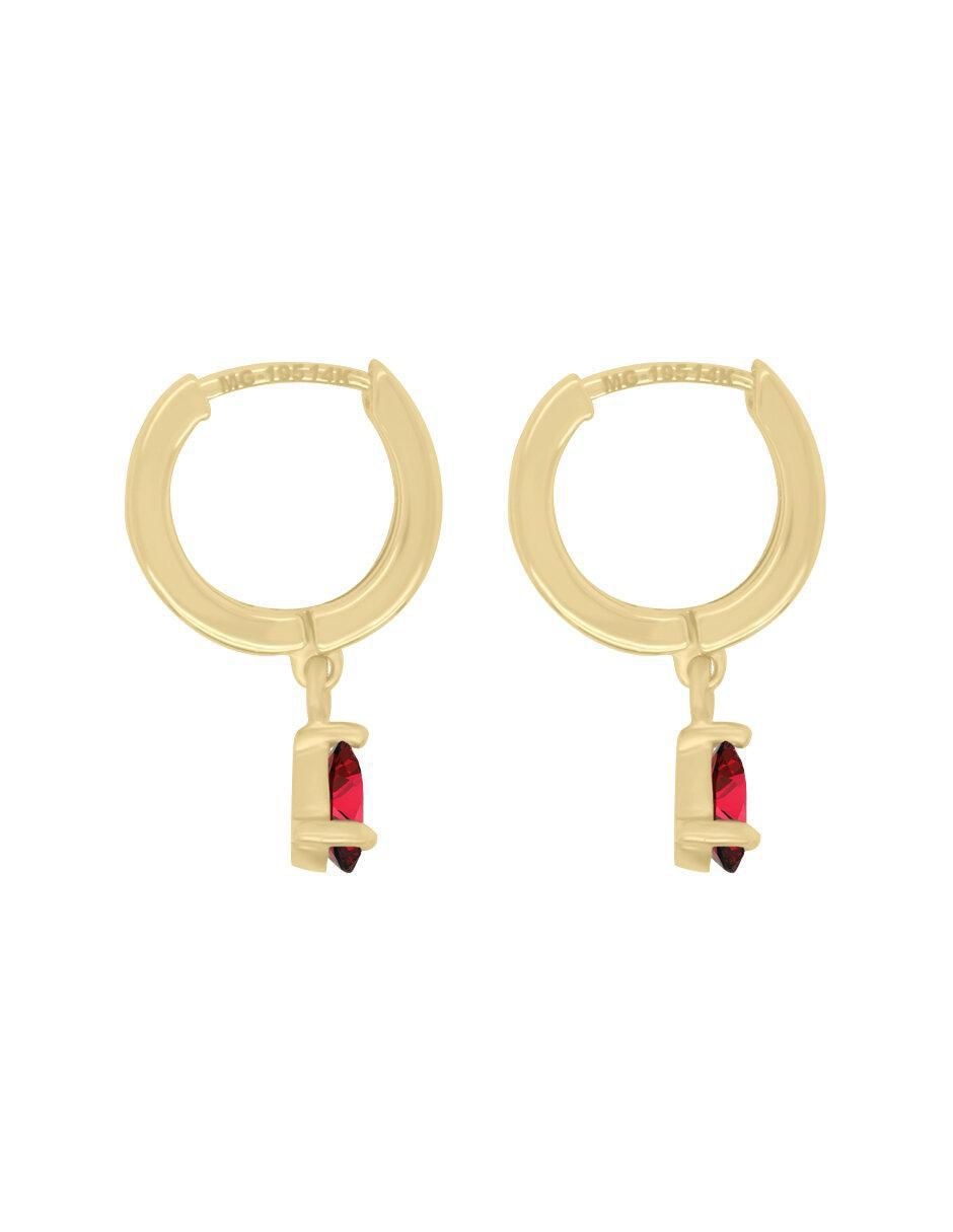 Aretes redondos de oro 14 K con acabado brillante rubí 2