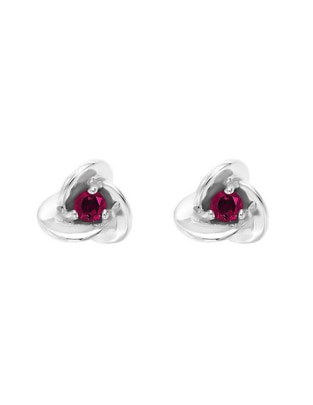 Aretes de flor Kamill de oro con acabado brillante rubí