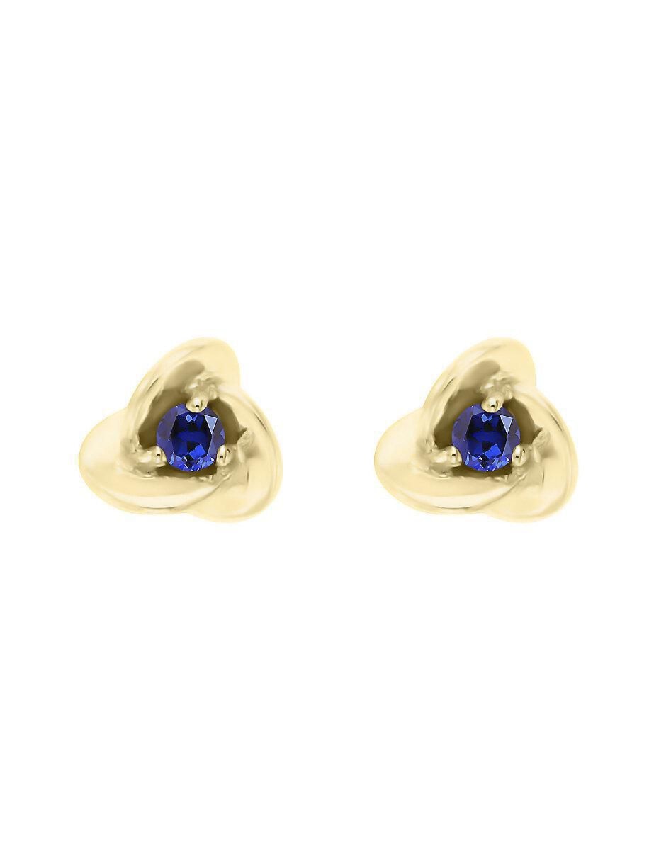 Aretes de flor de oro 14 K con acabado brillante zafiro 1