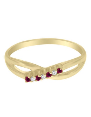 Anillo redondo Cata 14 k de oro rubí y diamante pulido