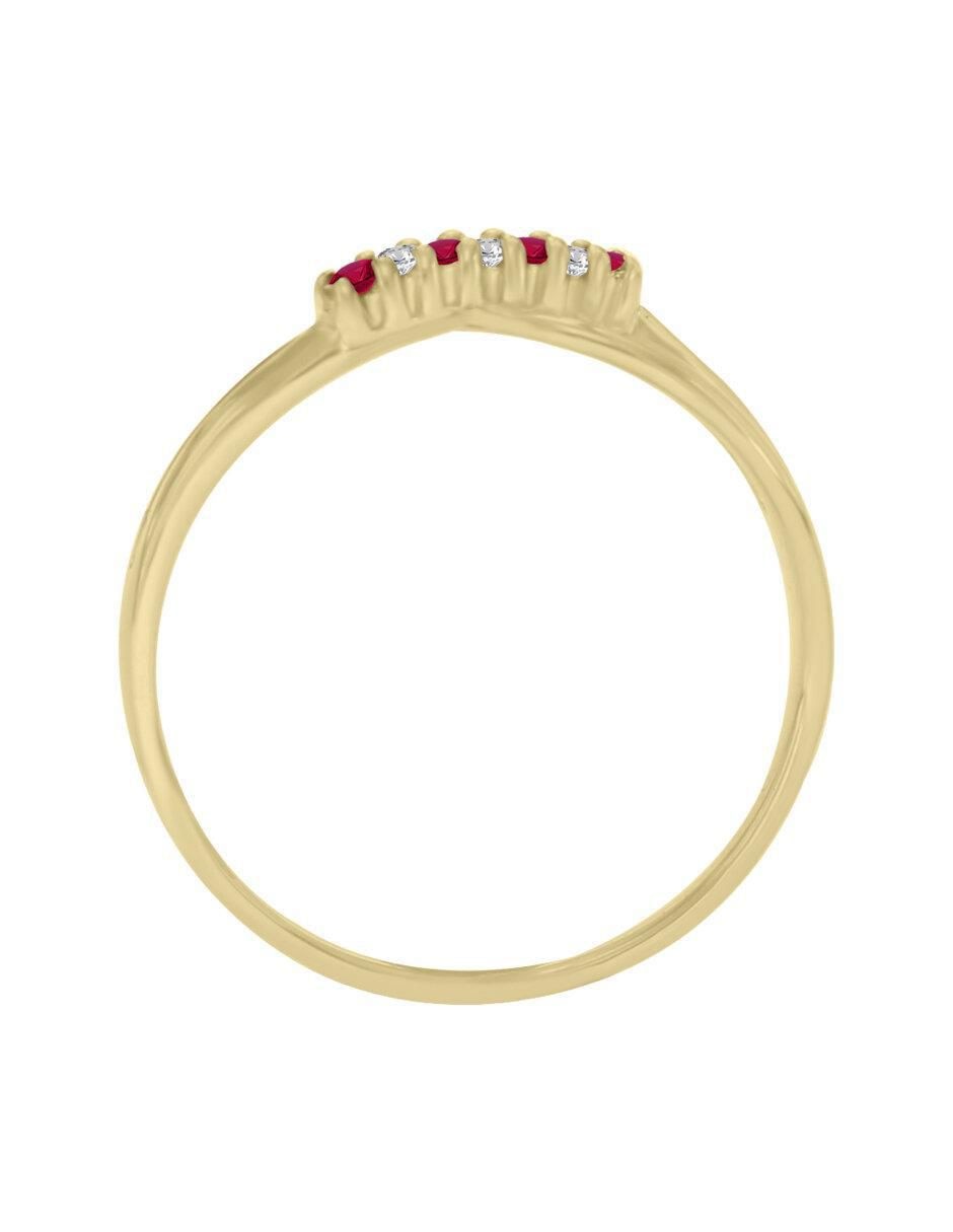 Anillo redondo Cata 14 k de oro rubí y diamante pulido 4