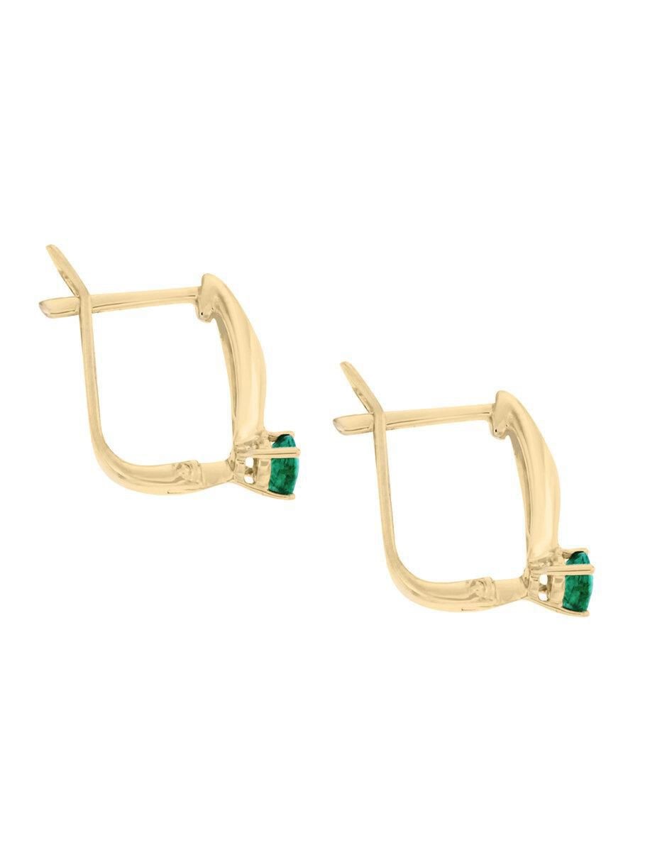 Aretes de oro 14 K con acabado brillante esmeralda y diamante 3