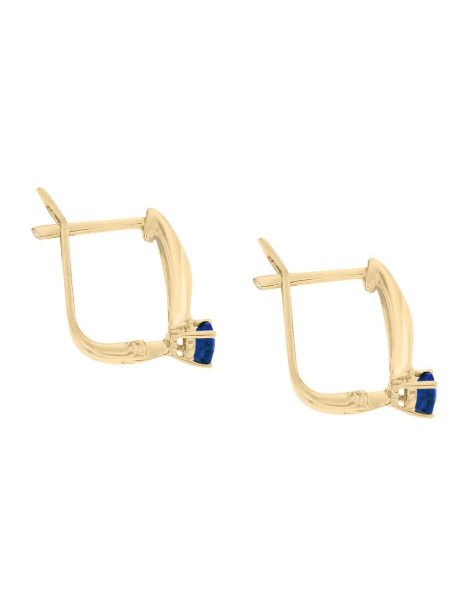 Aretes de oro 14 K con acabado brillante zafiro y diamante 3