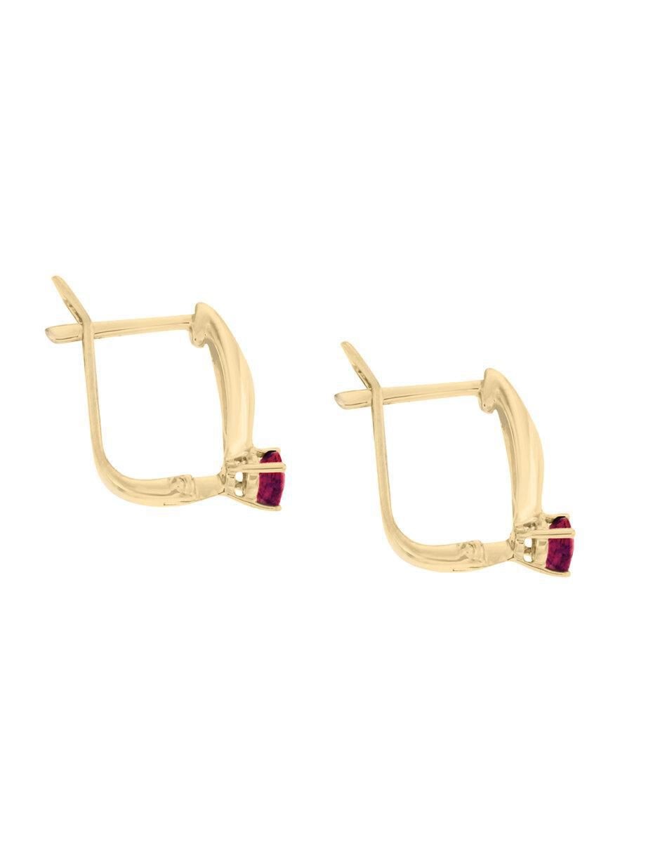 Aretes de oro 14 K con acabado brillante rubí y diamante 2