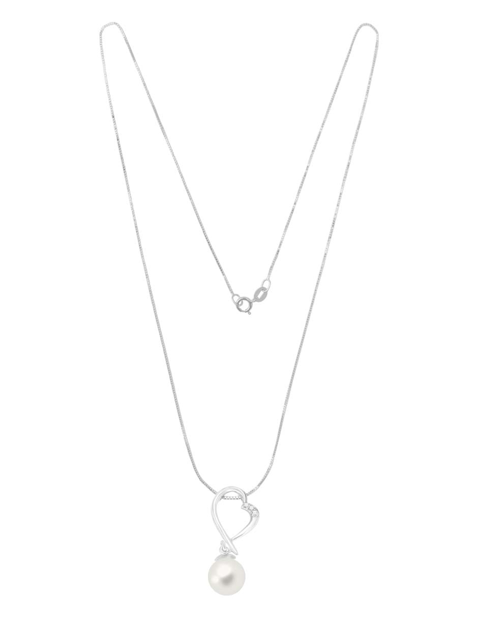 Colgante y dije ovalado Fianelli Diamond LOB de oro blanco 14 K 3