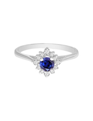 Anillo redondo Fascinare Arnau de oro blanco zafiro y diamante brillante Anillo redondo Fascinare Arnau de oro blanco zafiro y diamante brillante