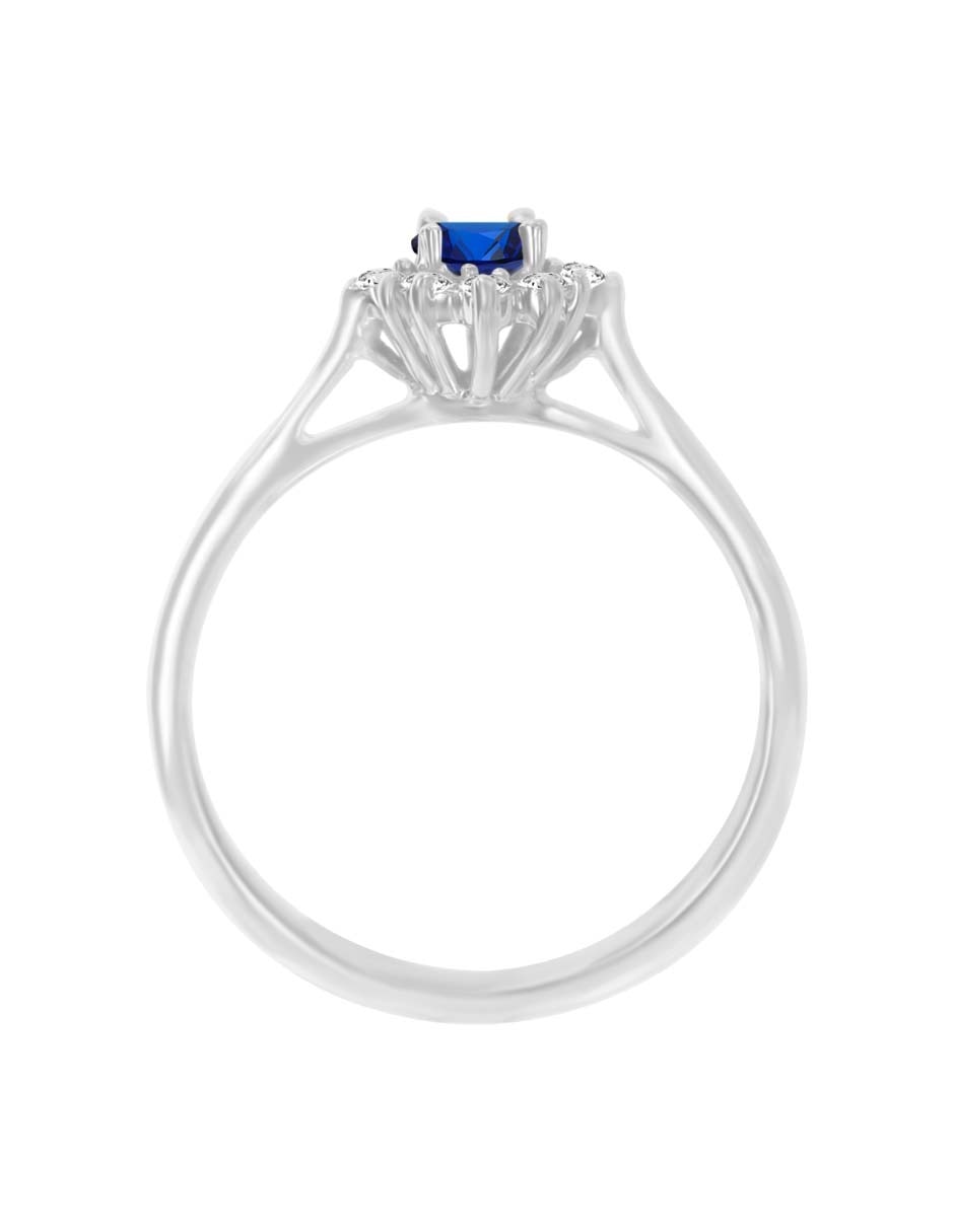 Anillo redondo Fascinare Arnau de oro blanco zafiro y diamante brillante 2