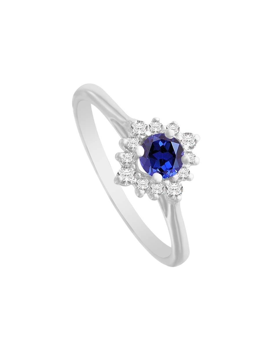 Anillo redondo Fascinare Arnau de oro blanco zafiro y diamante brillante 3