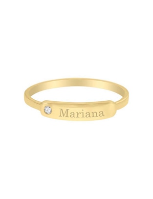 Anillo rectangular Fianelli Placa de oro amarillo diamante brillante Anillo rectangular Fianelli Placa de oro amarillo diamante brillante