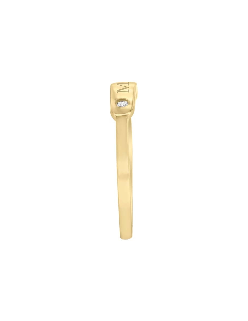 Anillo rectangular Fianelli Placa de oro amarillo diamante brillante 2
