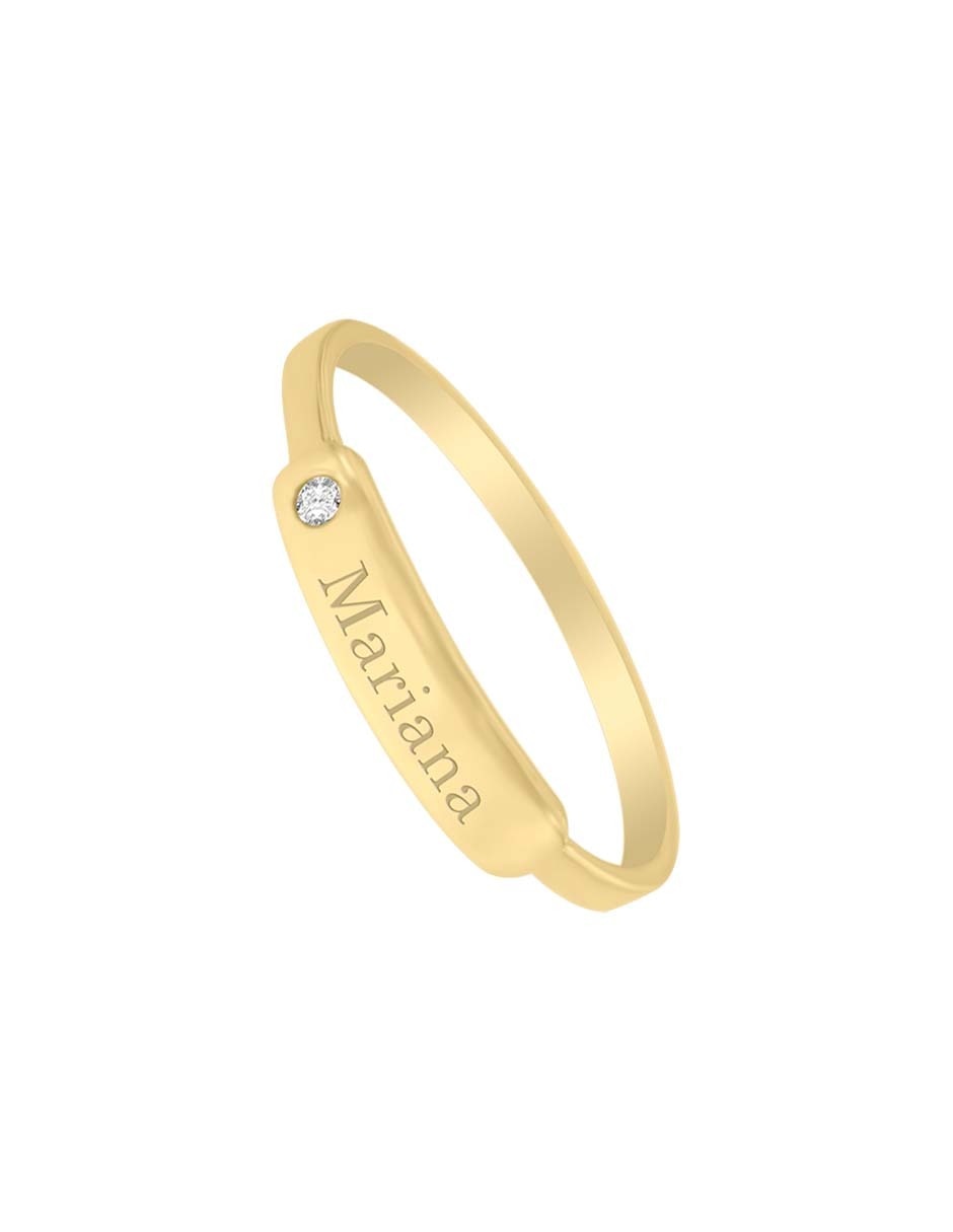 Anillo rectangular Fianelli Placa de oro amarillo diamante brillante 4