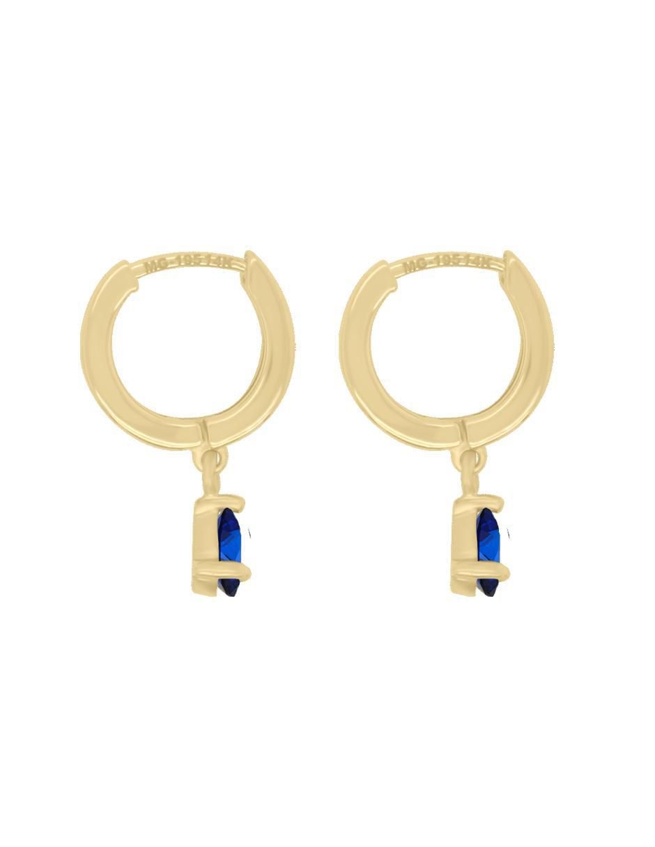Aretes redondos de oro 14 K con acabado brillante zafiro 2