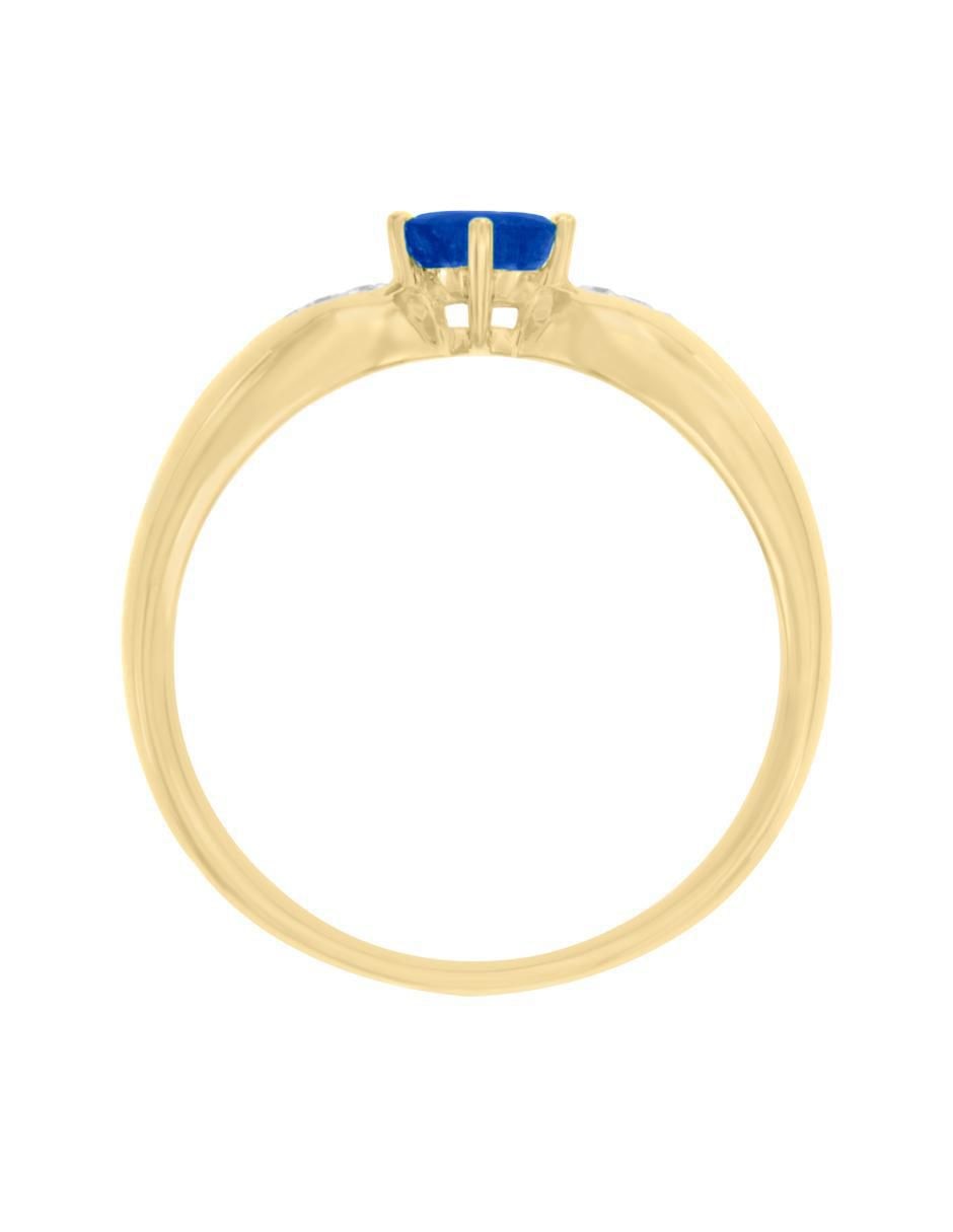 Anillo redondo Lunetta 14 k de oro zafiro y diamante pulido 5