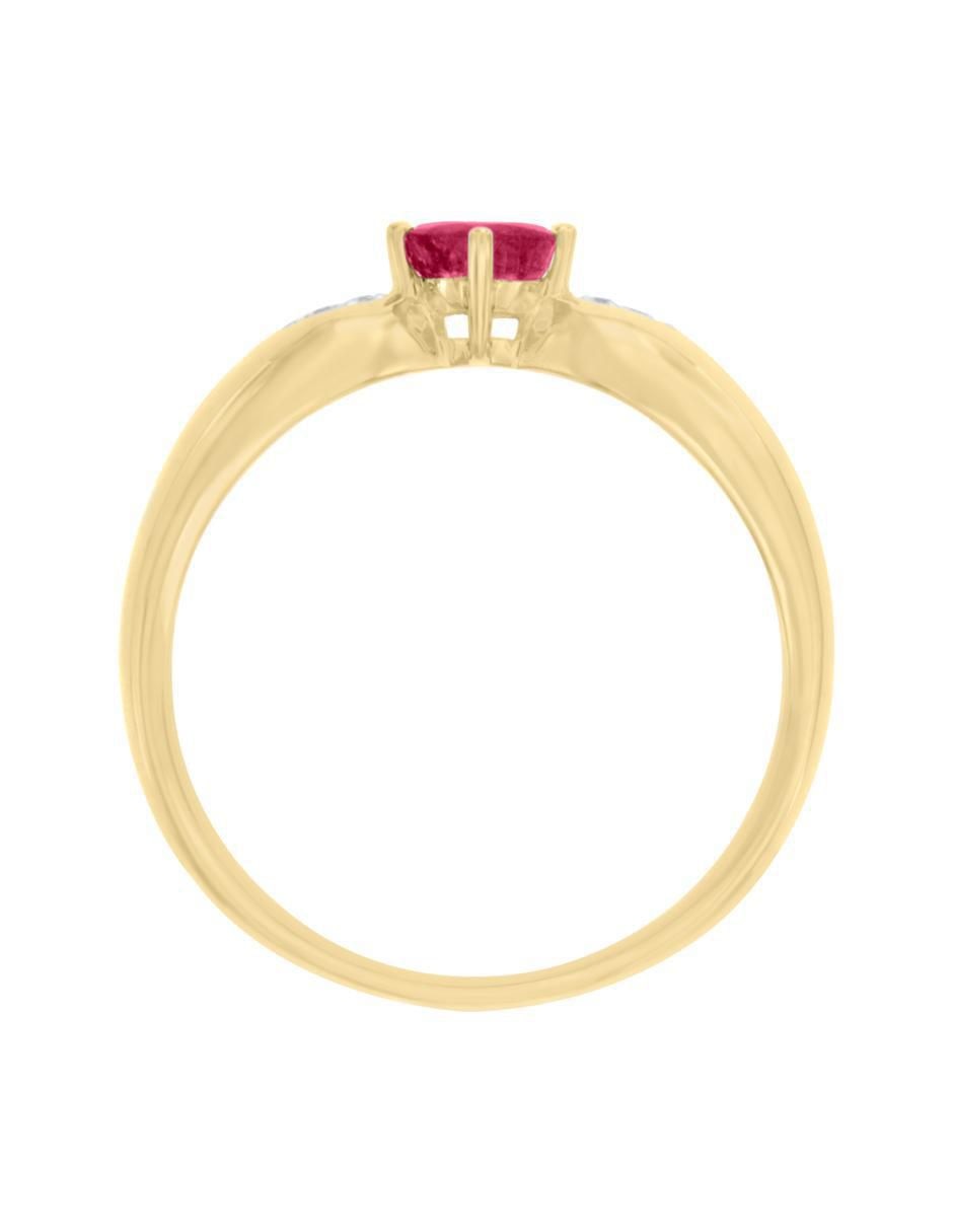 Anillo redondo Lunetta 14 k de oro rubí y diamante pulido 5