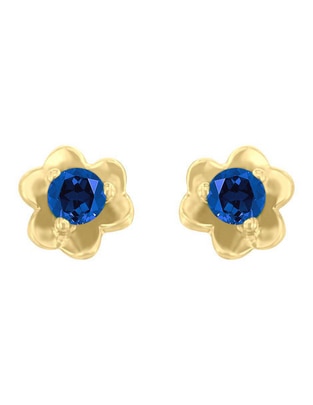 Aretes redondos de oro 14 K con acabado brillante zafiro Aretes redondos de oro 14 K con acabado brillante zafiro