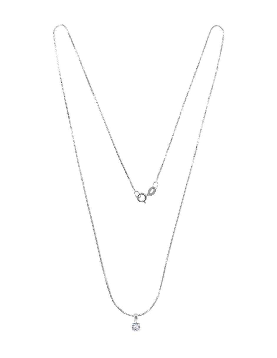 Colgante y dije redondo Fianelli Diamond Marissa de oro blanco 14 K