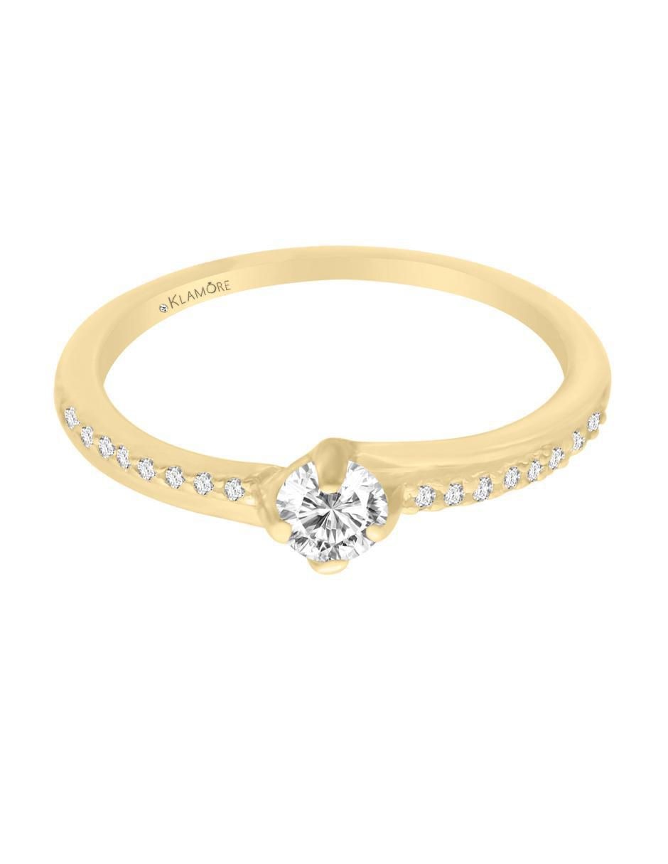 Solitario 14 k Carmín diamante