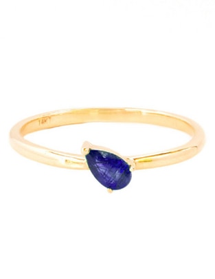 Anillo de pera Pear de oro amarillo zafiro pulido 1