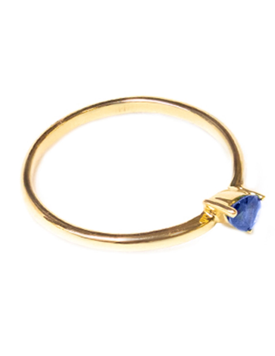 Anillo de pera Pear de oro amarillo zafiro pulido 2
