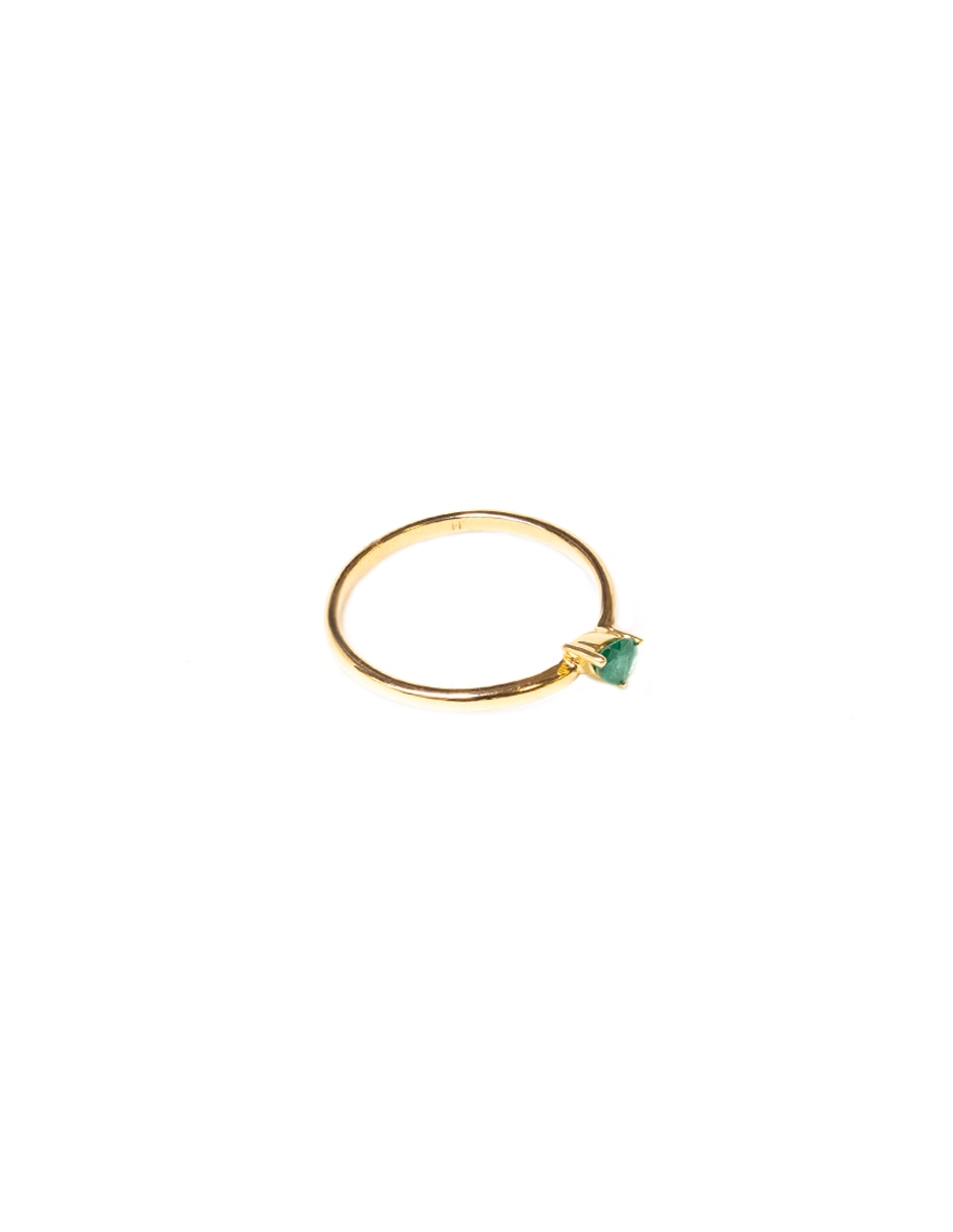 Anillo de pera Pear 14 k de oro amarillo esmeralda pulido 4