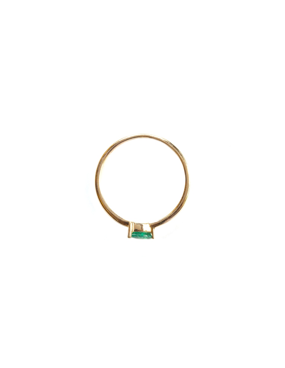 Anillo de pera Pear 14 k de oro amarillo esmeralda pulido 2