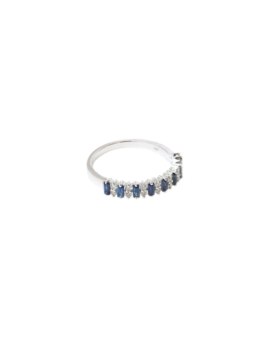 Anillo Dalila 14 k de oro blanco zafiro pulido 4