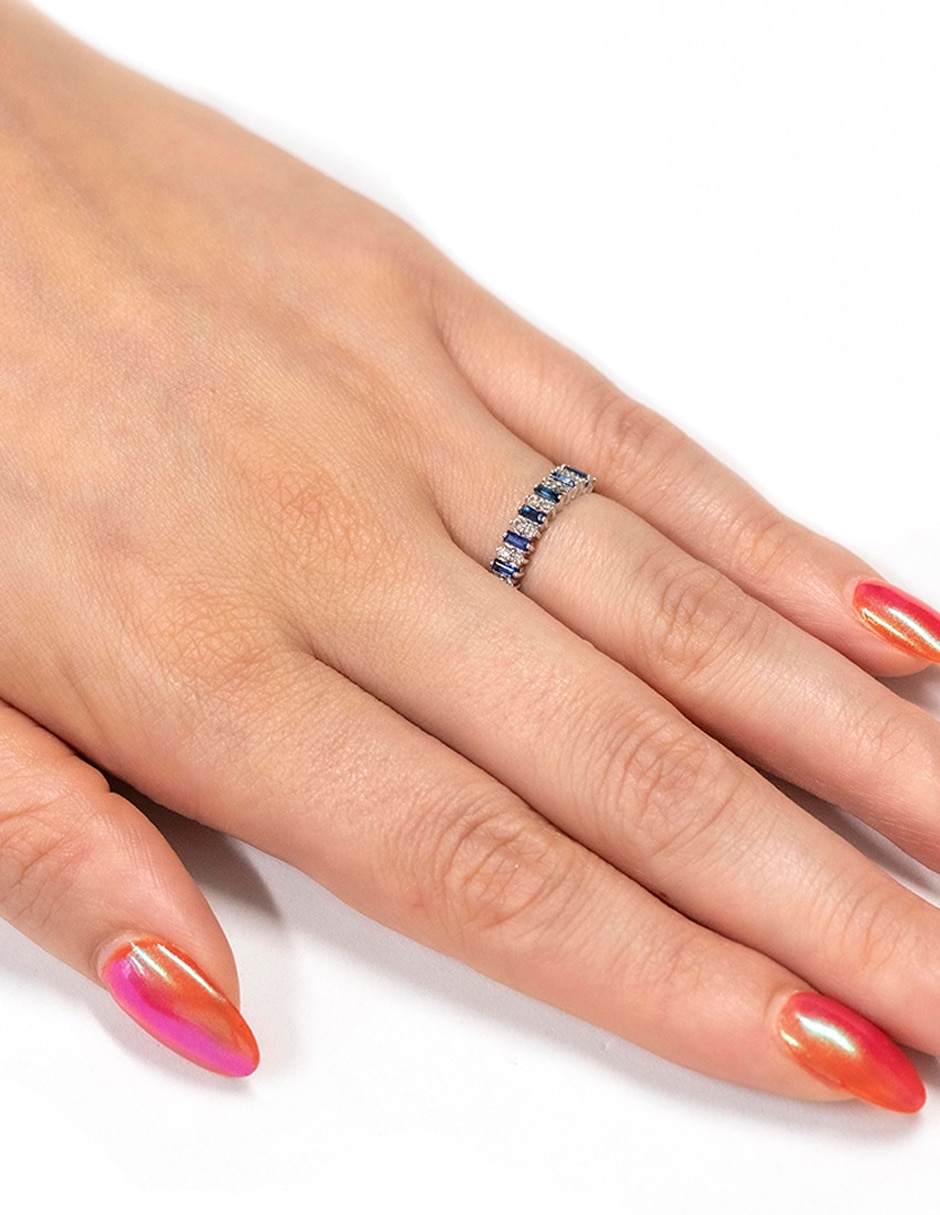 Anillo Dalila 14 k de oro blanco zafiro pulido 3