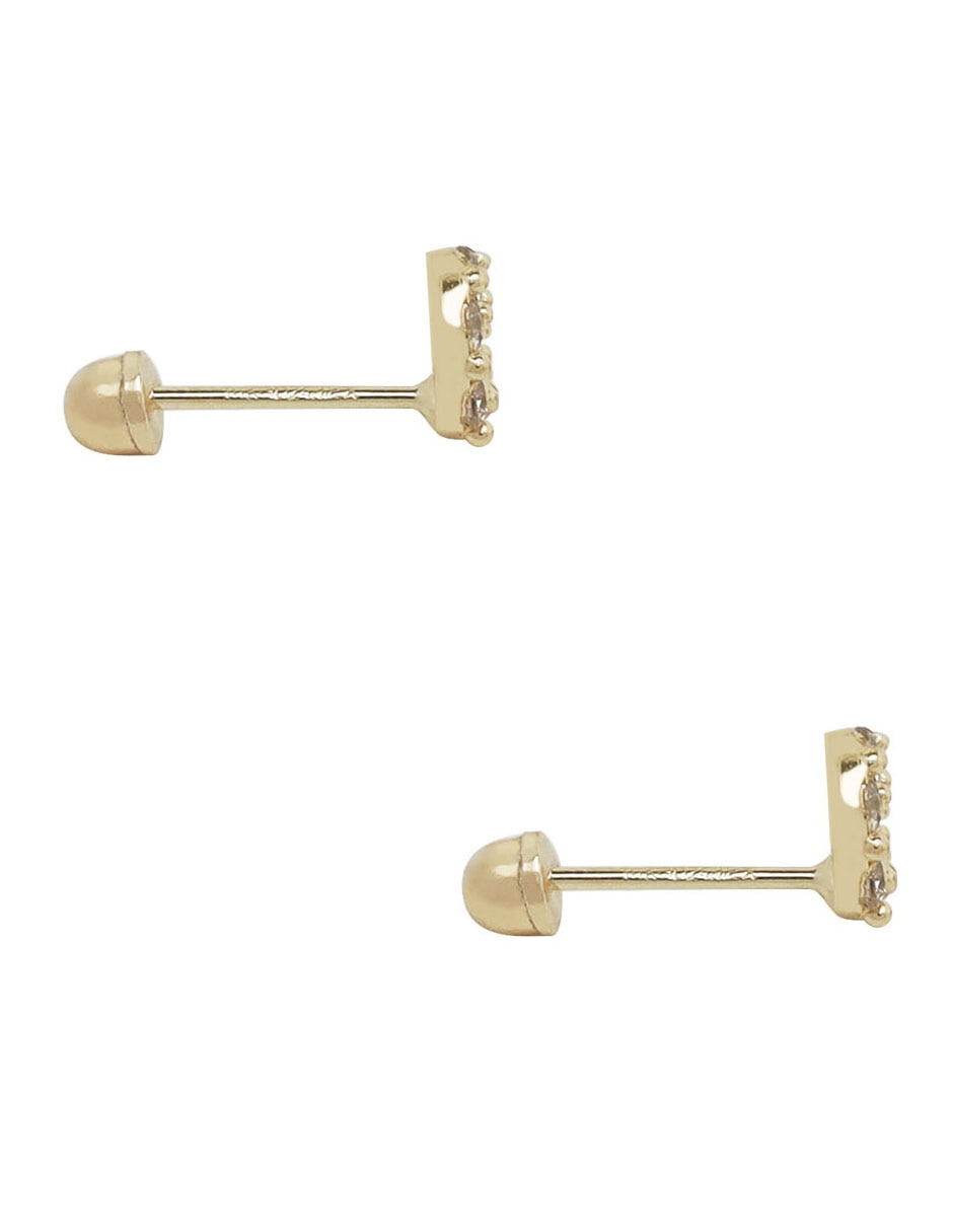 Broqueles redondos de oro amarillo 14 K zirconia 3