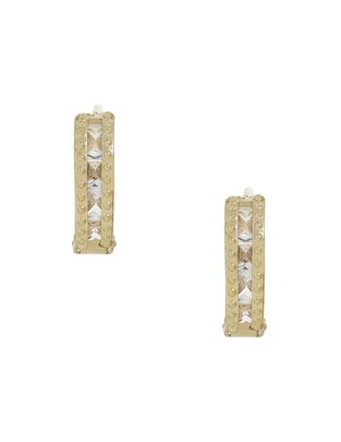 Aretes redondos de oro amarillo 14 K con acabado pavé