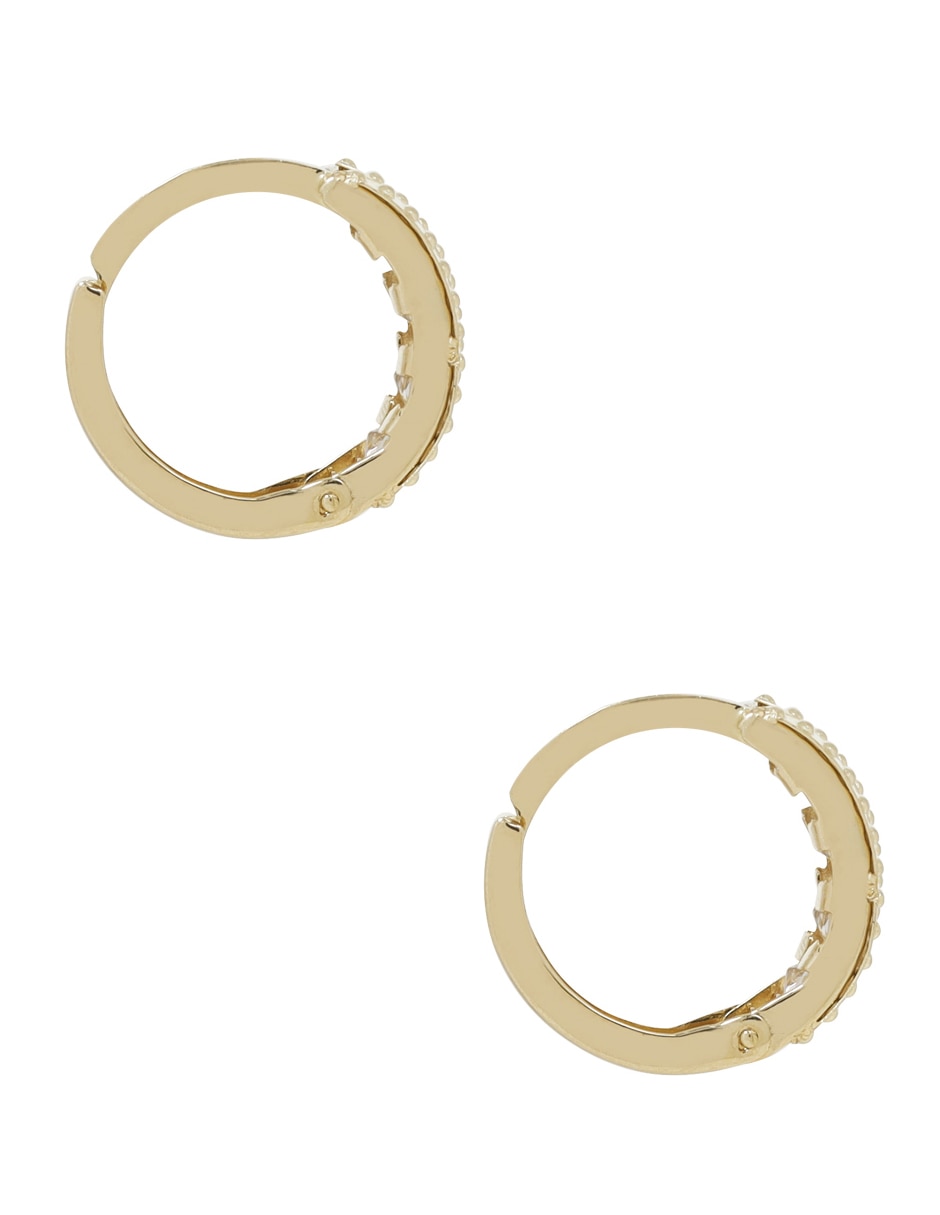 Aretes redondos de oro amarillo 14 K con acabado pavé 3
