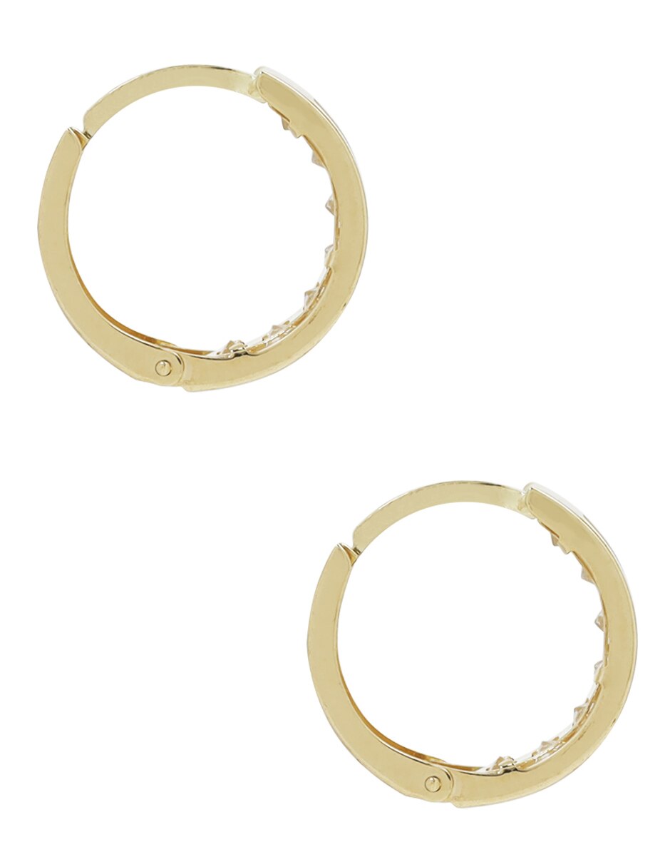 Aretes redondos D Cadena de oro amarillo 14 K con acabado pavé zirconia