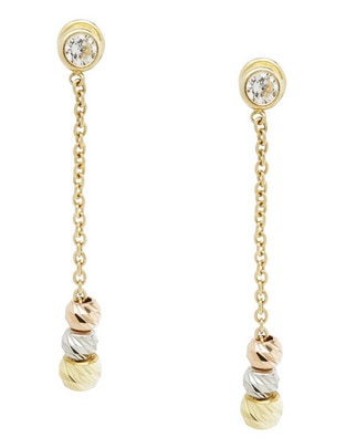 Aretes de esfera de oro 14 K con acabado liso 1