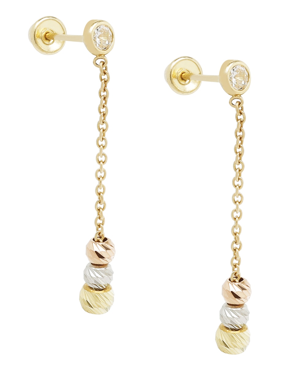 Aretes de esfera de oro 14 K con acabado liso 2