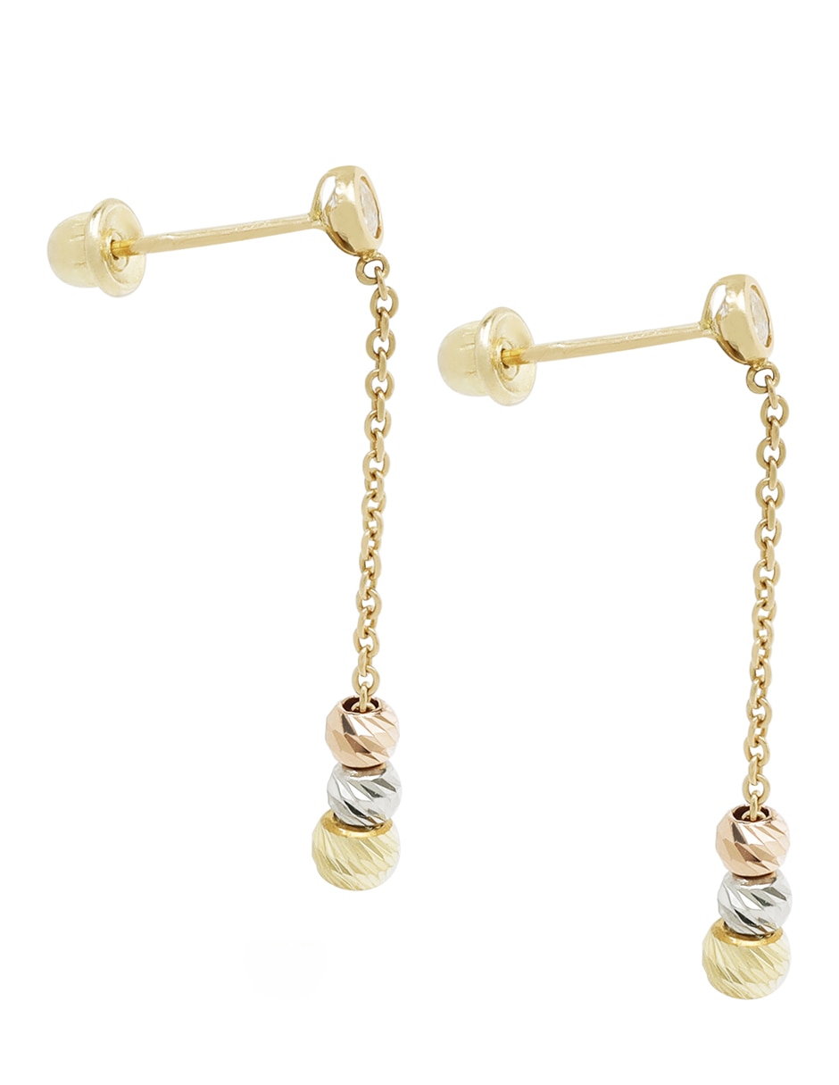 Aretes de esfera de oro 14 K con acabado liso 3