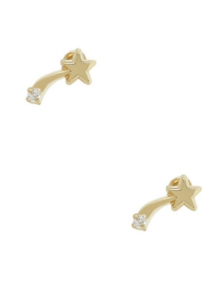 Broqueles de estrella de oro amarillo 14 K con acabado liso Broqueles de estrella de oro amarillo 14 K con acabado liso