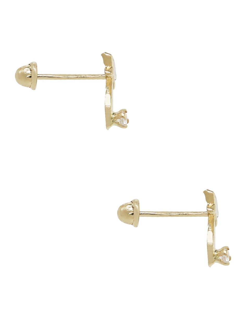 Broqueles de estrella de oro amarillo 14 K con acabado liso 3