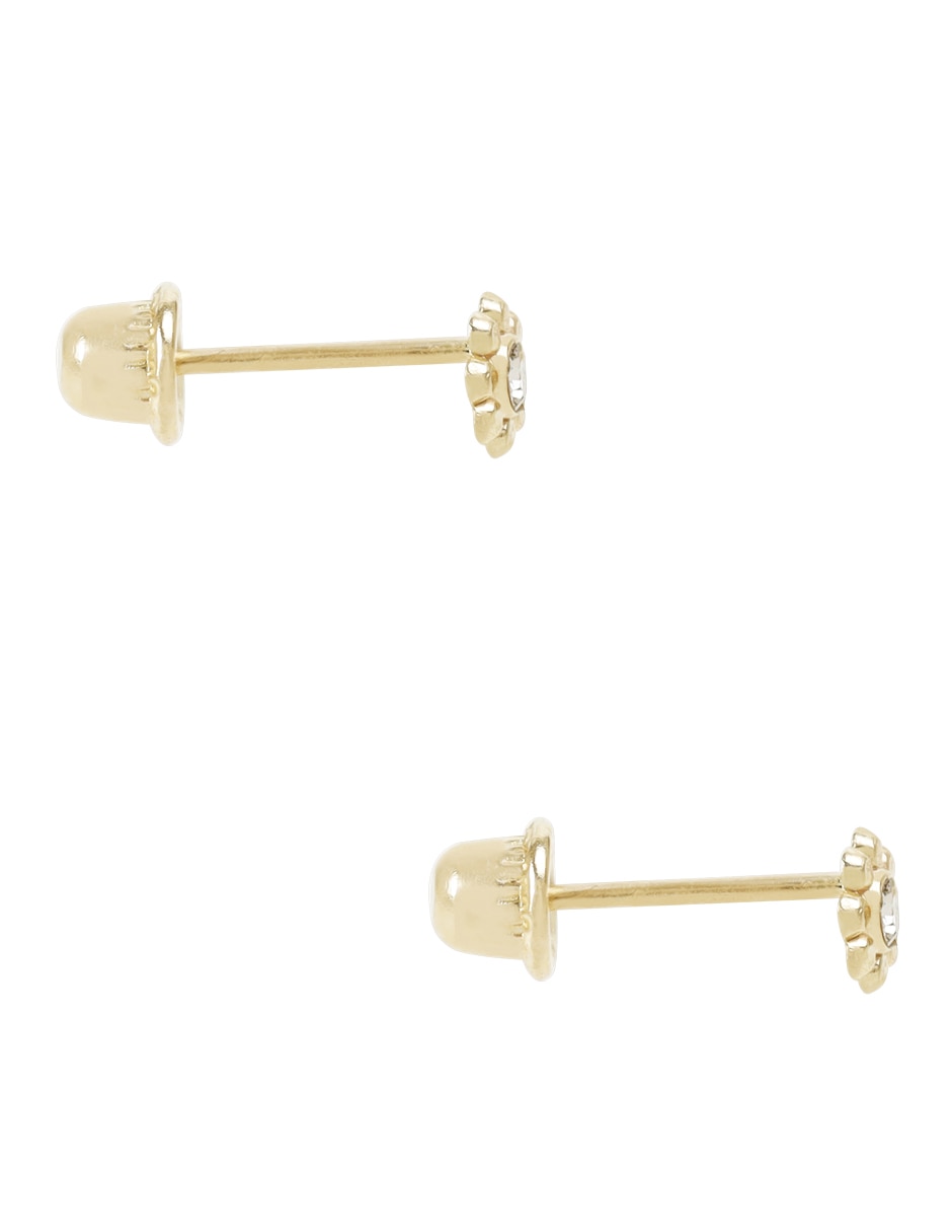 Broqueles de flor de oro amarillo 14 K con acabado liso 3