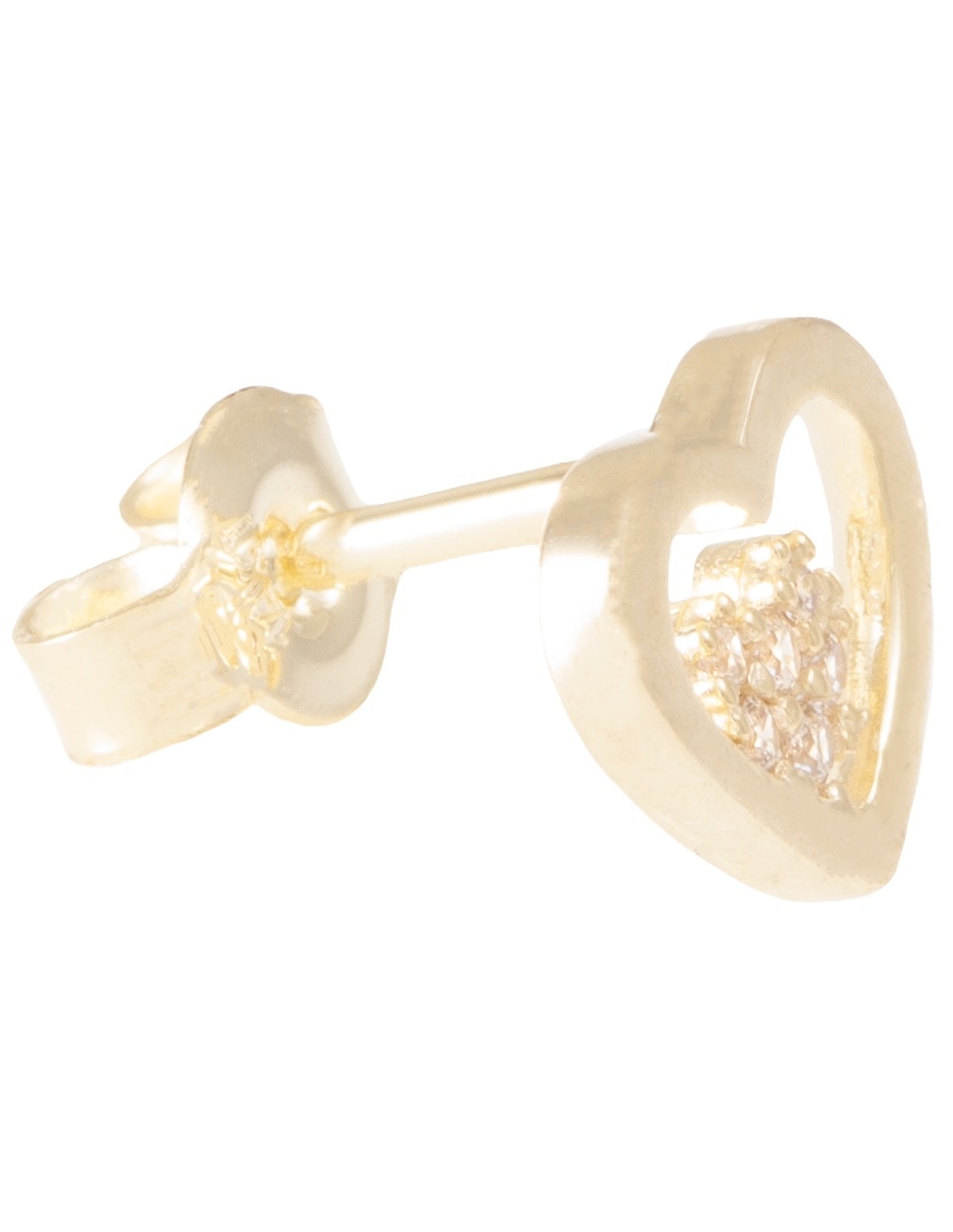 Broqueles de corazón de oro 14 K con acabado pavé zirconia Broqueles de corazón de oro 14 K con acabado pavé zirconia
