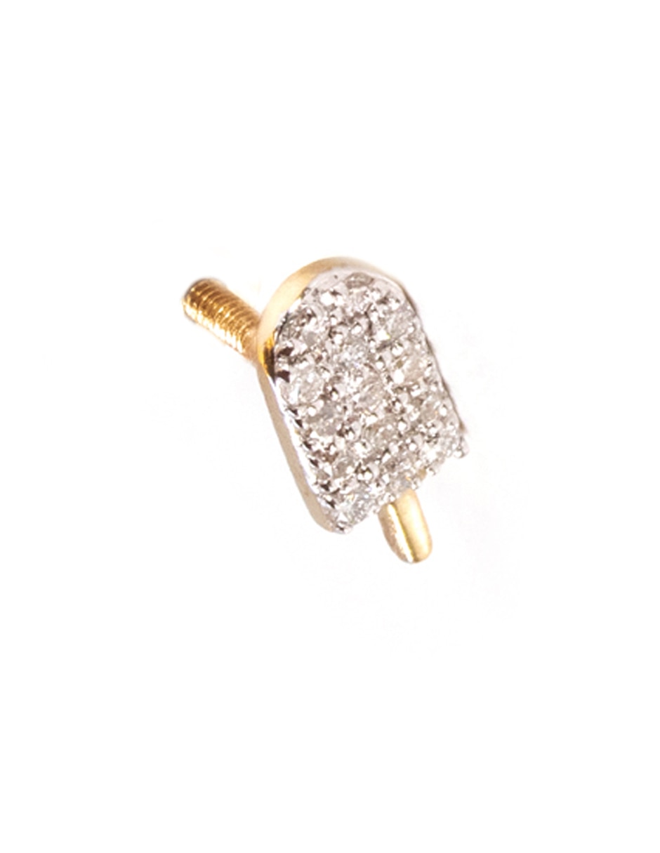 Piercing de paleta de oro amarillo 14 K con acabado pavé diamante 2