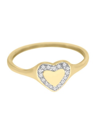 Anillo de corazón Nevada 14 k de oro diamante pulido Anillo de corazón Nevada 14 k de oro diamante pulido